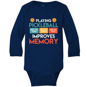 Playing Pickleball Improves Memory Pickleball Great Gift Baby Long Sleeve Bodysuit