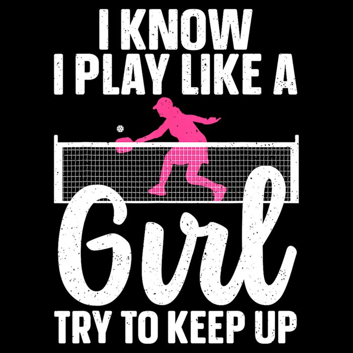Pickleball Player I Know I Play Like A Girl Try To Keep Up Cool Pickleball Gift Bucket Hat