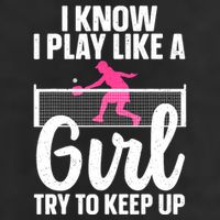 Pickleball Player I Know I Play Like A Girl Try To Keep Up Cool Pickleball Gift Crop Fleece Hoodie