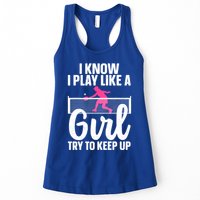 Pickleball Player I Know I Play Like A Girl Try To Keep Up Cool Pickleball Gift Womens Tank Top