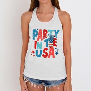 Pink Party In The Usa 4th Of July Mom And Girl Baby Women's Knotted Racerback Tank