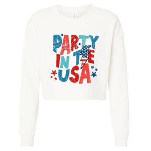 Pink Party In The Usa 4th Of July Mom And Girl Baby Cropped Pullover Crew