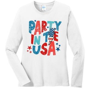 Pink Party In The Usa 4th Of July Mom And Girl Baby Ladies Long Sleeve Shirt