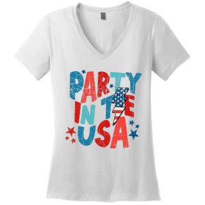 Pink Party In The Usa 4th Of July Mom And Girl Baby Women's V-Neck T-Shirt