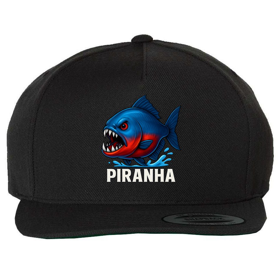 Piranha Wool Snapback Cap