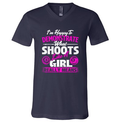 Pool Player Im Happy To Demonstrate Billiards Girl Gift V-Neck T-Shirt