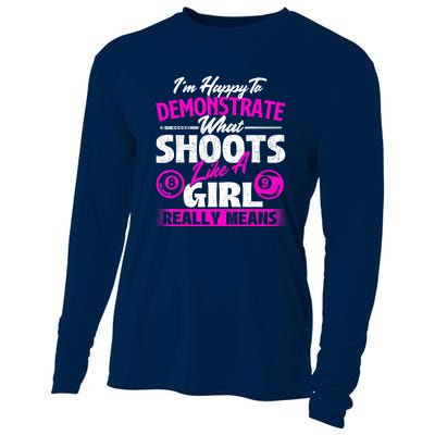 Pool Player Im Happy To Demonstrate Billiards Girl Gift Cooling Performance Long Sleeve Crew