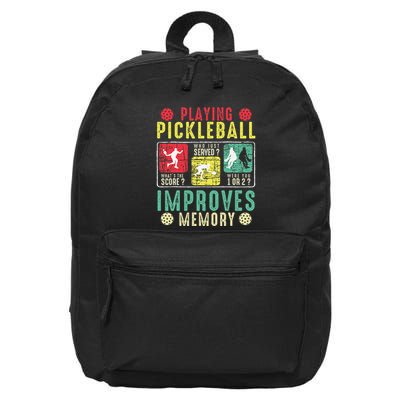 Playing Pickleball Improves Memory Funny Pickleball Design 16 in Basic Backpack
