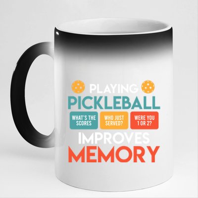 Playing Pickleball Improves Memory Pickleball Gift 11oz Black Color Changing Mug