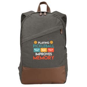 Playing Pickleball Improves Memory Pickleball Gift Cotton Canvas Backpack