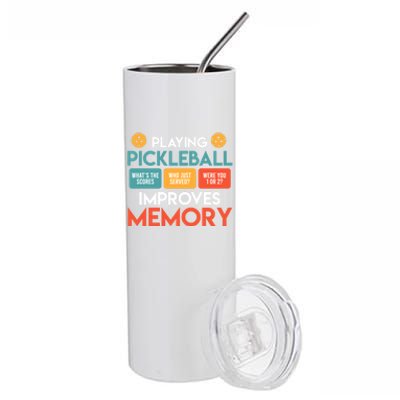 Playing Pickleball Improves Memory Pickleball Gift Stainless Steel Tumbler