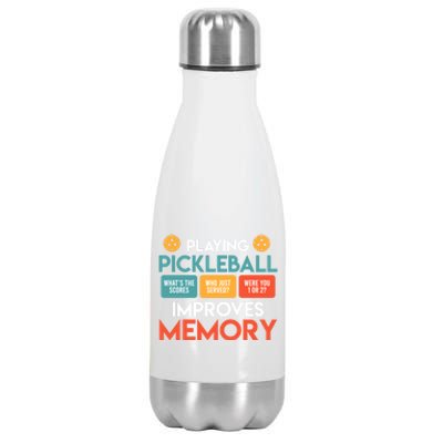 Playing Pickleball Improves Memory Pickleball Gift Stainless Steel Insulated Water Bottle