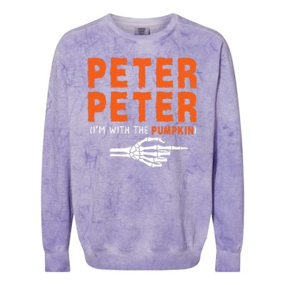 Peter Peter IM With The Pumpkin Jackolantern Pumpkin Halloween Costume Couple Colorblast Crewneck Sweatshirt