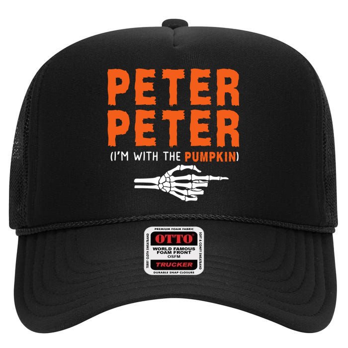 Peter Peter IM With The Pumpkin Jackolantern Pumpkin Halloween Costume Couple High Crown Mesh Back Trucker Hat