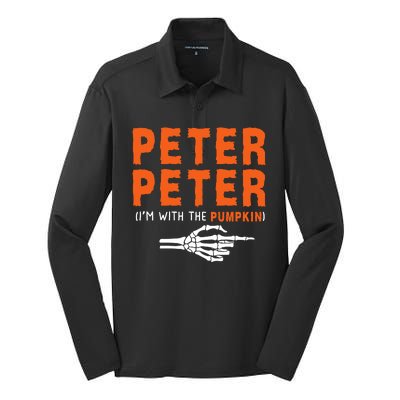 Peter Peter IM With The Pumpkin Jackolantern Pumpkin Halloween Costume Couple Silk Touch Performance Long Sleeve Polo