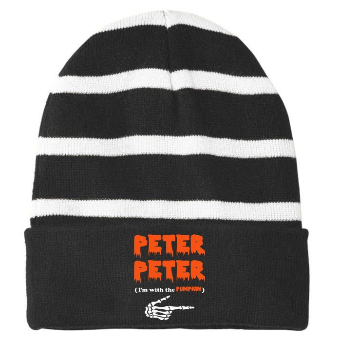 Peter Peter IM With The Pumpkin Halloween Costume Striped Beanie with Solid Band