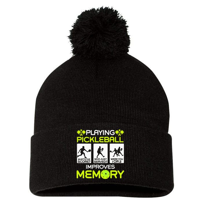 Playing Pickleball Improves Memory Dink Player Pom Pom 12in Knit Beanie