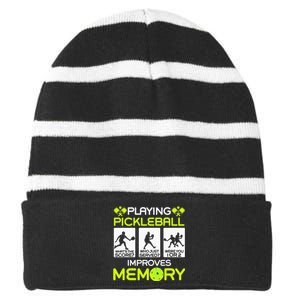 Playing Pickleball Improves Memory Dink Player Striped Beanie with Solid Band