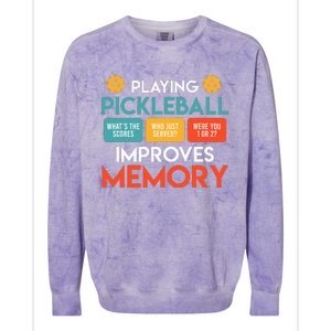 Playing Pickleball improves memory Pickleball Colorblast Crewneck Sweatshirt