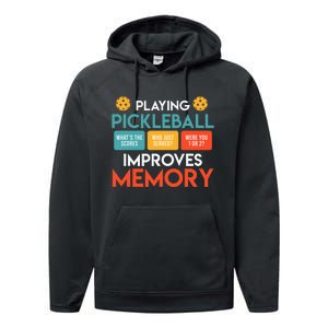 Playing Pickleball improves memory Pickleball Performance Fleece Hoodie