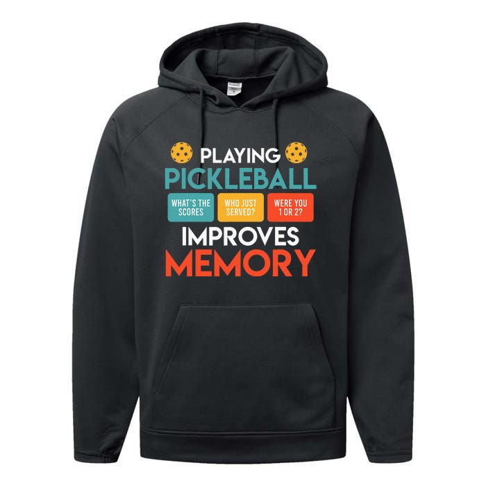 Playing Pickleball improves memory Pickleball Performance Fleece Hoodie