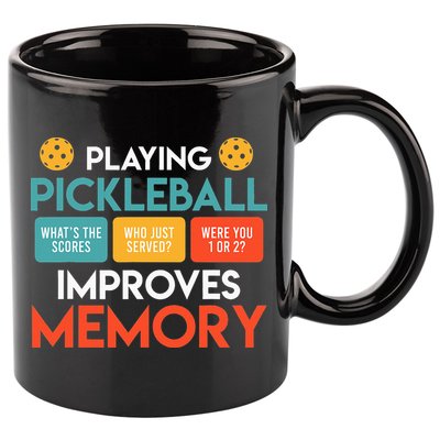 Playing Pickleball improves memory Pickleball 11oz C Handle Ceramic Mug