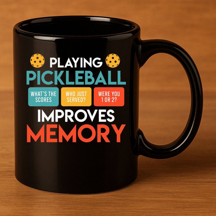 Playing Pickleball improves memory Pickleball 11oz C Handle Ceramic Mug