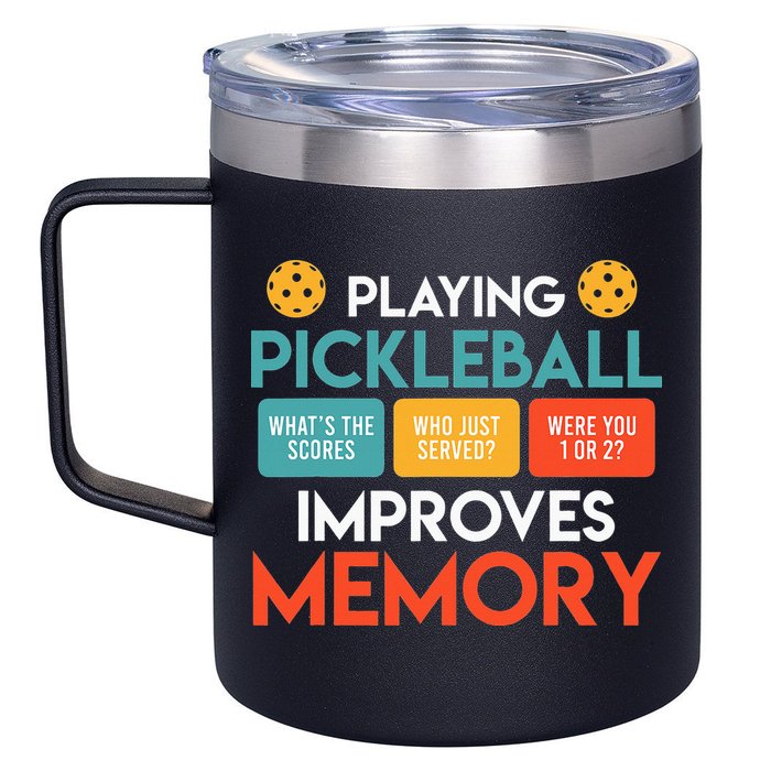 Playing Pickleball improves memory Pickleball 12oz Stainless Steel Coffee Mug