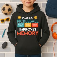 Playing Pickleball improves memory Pickleball Kids Hoodie