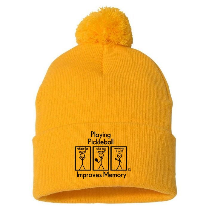 Playing Pickleball Improves Memory Pom Pom 12in Knit Beanie