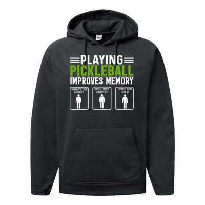 Playing Pickleball Improves Memory Funny Pickleball Performance Fleece Hoodie