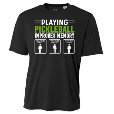 Playing Pickleball Improves Memory Funny Pickleball Cooling Performance Crew T-Shirt