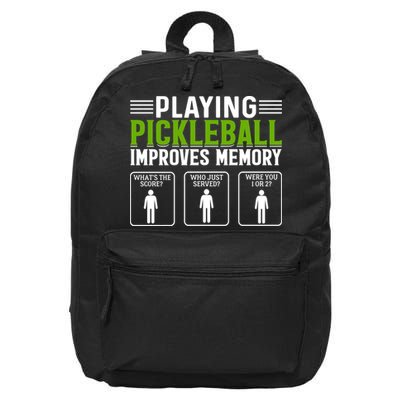 Playing Pickleball Improves Memory Funny Pickleball 16 in Basic Backpack