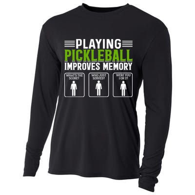 Playing Pickleball Improves Memory Funny Pickleball Cooling Performance Long Sleeve Crew