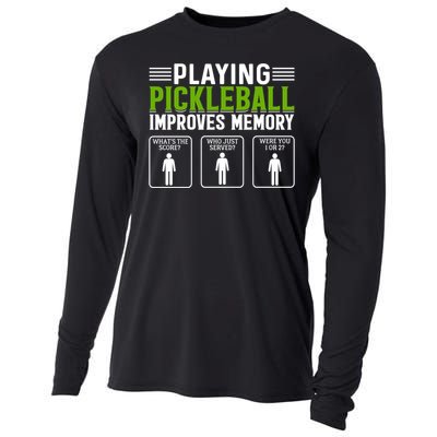 Playing Pickleball Improves Memory Funny Pickleball Cooling Performance Long Sleeve Crew