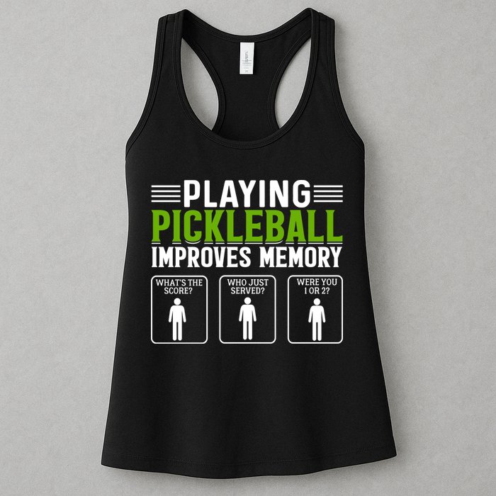 Playing Pickleball Improves Memory Funny Pickleball Womens Tank Top
