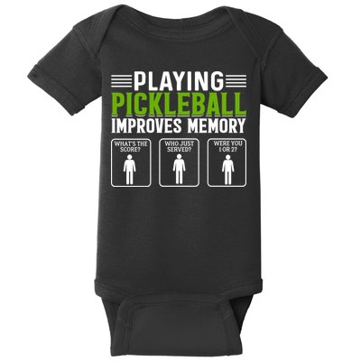 Playing Pickleball Improves Memory Funny Pickleball Baby Bodysuit
