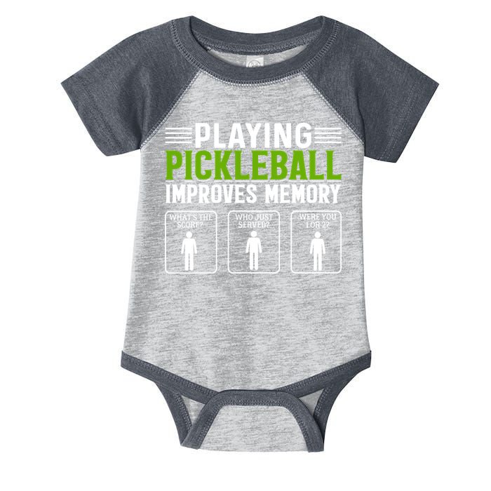 Playing Pickleball Improves Memory Funny Pickleball Infant Baby Jersey Bodysuit