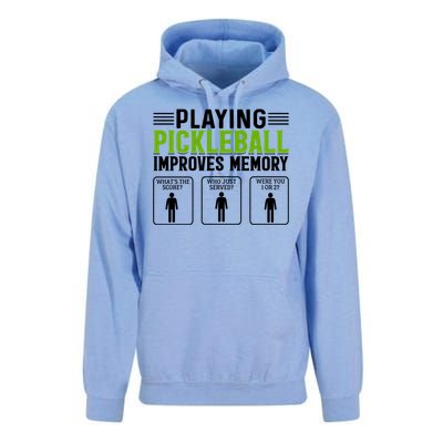 Playing Pickleball Improves Memory Funny Pickleball Unisex Surf Hoodie