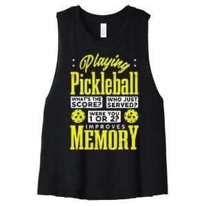 Playing Pickleball Improves Memory Dink Player Women's Racerback Cropped Tank