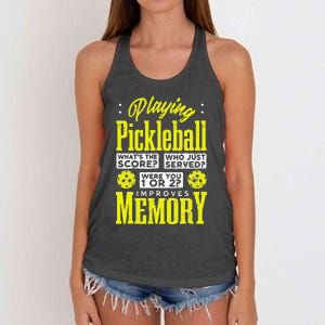 Playing Pickleball Improves Memory Dink Player Women's Knotted Racerback Tank