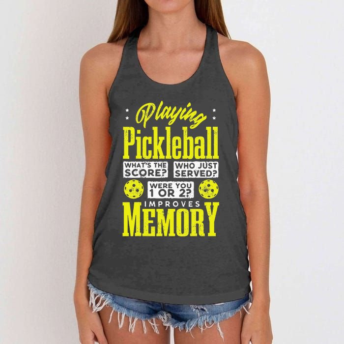 Playing Pickleball Improves Memory Dink Player Women's Knotted Racerback Tank