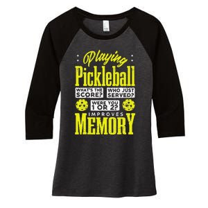 Playing Pickleball Improves Memory Dink Player Women's Tri-Blend 3/4-Sleeve Raglan Shirt