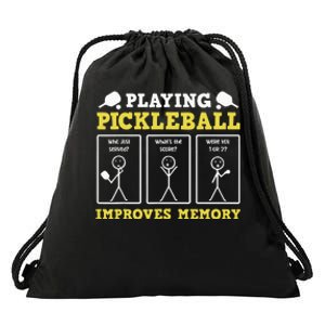 Playing Pickleball Improves Memory Dink Funny Pickleball Drawstring Bag