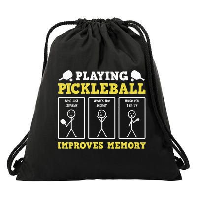 Playing Pickleball Improves Memory Dink Funny Pickleball Drawstring Bag