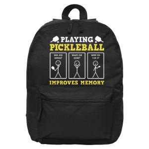 Playing Pickleball Improves Memory Dink Funny Pickleball 16 in Basic Backpack