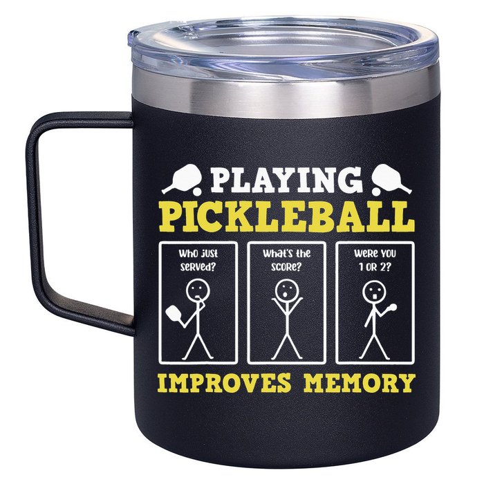Playing Pickleball Improves Memory Dink Funny Pickleball 12oz Stainless Steel Coffee Mug
