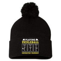 Playing Pickleball Improves Memory Dink Funny Pickleball Pom Pom 12in Knit Beanie