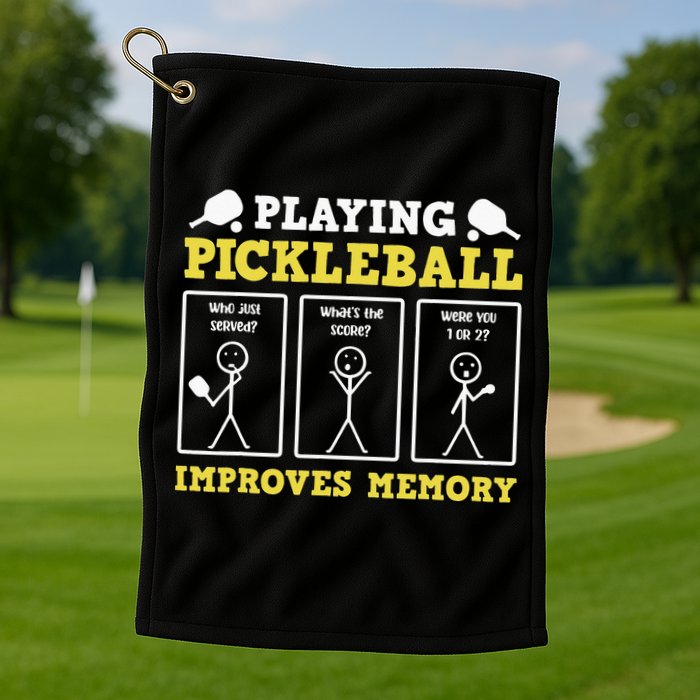 Playing Pickleball Improves Memory Dink Funny Pickleball Golf Towel