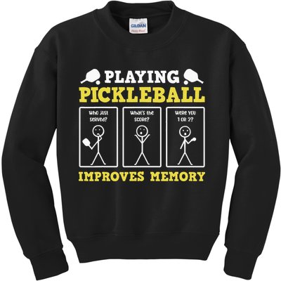 Playing Pickleball Improves Memory Dink Funny Pickleball Kids Sweatshirt